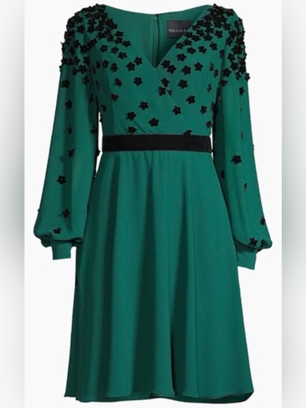 Focus by Shani Flocked Velvet Surplice Dress Womens 2 NWT